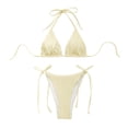 thumbnail image 3 of Sngxgn Bikini Set for Women Bathing Suit High Waisted V Neck Two Pieces Swimsuit(Yellow,L), 3 of 9