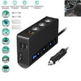 thumbnail image 2 of 12V 3 Way Car Cigarette Lighter Socket Splitter 4 USB Port Charger Power, 2 of 4
