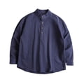 thumbnail image 2 of Mens Shirts Long Sleeve Crewneck Henley T-Shirt Basic Navy Shirts with Button Mens Casual Shirts, 2 of 5