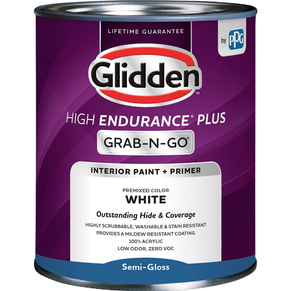 Glidden High Endurance Plus Grab-N-Go Interior Paint and Primer, White, 1 Gallon