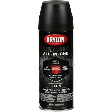 Krylon® Supermaxx® All-In-One Satin Black Spray Paint 12 oz. Aerosol (Best Spray Paint For Galvanized Metal)
