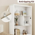 thumbnail image 7 of White Bookcase with Doors, Tall Wooden Bookshelf with LED Lights, Modern Farmhouse Display Storage Shelves, Large Bookcases for Bedroom, Living Room, Office, 7 of 7