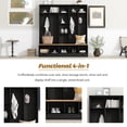 thumbnail image 5 of Hall Tree with Bench and Shoe Storage, Entryway Bench with Coat Rack and 10 Open Shelves, Built-in 8 Hanging Hooks, Entryway Bench with Shoe Storage for Living Room, Hallway, Black, 5 of 8