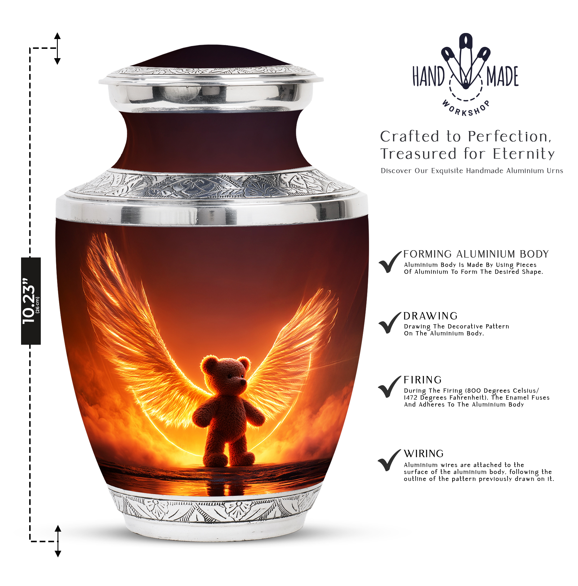 MUKTIVE Teddy Bear Urns for Adult Ashes Men Large - Brown Funeral Urn for Adult Ashes Man & Woman - Decorative Memorials & Funerary Ash Holders - Remembrance Gift for Loss of Family (10 Inch)