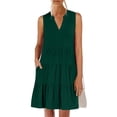 thumbnail image 2 of Vestidos de Manga Corta Casual para las Mujeres V Cuello Ruffle Mini Túnica, Sexy Elegante Vestido de Fiesta Del Club para las Vacaciones, Mezcla de Poliéster de Color Sólido, 2 of 9