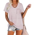 thumbnail image 1 of Camisetas de verano para mujer, camisetas de manga corta con cuello en V redondeado y bolsillo Fokelyi WRHS-122-1, 1 of 1