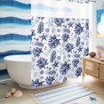 thumbnail image 5 of No Hook Shower Curtain, Navy Blue Coastal Shower Curtains for Bathroom with See Through Top Window, Coral Starfish Seaside Summer Beach Waterproof & Washable Bath Curtain 60"x72", 5 of 9