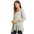thumbnail image 3 of Women's Solid Casual Basic V-Neck 3/4 Sleeve Swing Tunic Dress Tops, 3 of 4
