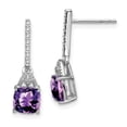 thumbnail image 1 of 925 Sterling Silver Diamond Amethyst Earrings Drop Dangle, 1 of 6