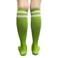 thumbnail image 4 of COUVER Womens Plain Striped Cotton Knee High Socks Bright Lime Green Medium 3 Pairs, 4 of 6