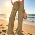 thumbnail image 2 of Women's 2026 Summer Lightweight Cotton Linen Wide Leg Trousers Elegant Casual Pants with Pockets by Yigetop Khaki XL, 2 of 7