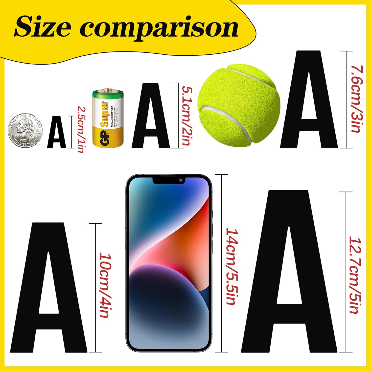 24 Sheets Letter Stickers 240Pcs Mailbox Numbers Large 5 Inch Vinyl Alphabet Numbers Stickers Big Self-Adhesive Waterproof Bulletin Post Board Letters for Mailbox Door Window Sign Home Address (5Inch