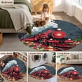 thumbnail image 5 of Round Rugs 3Ft, Red Trains Round Area Rug Washable Indoor Throw Carpet, Shabby Chic Cartoon Retro Flowers Artwork Small Non Slip Circle Rug for Bedroom Living Room Home Decor Aesthetic, 5 of 8
