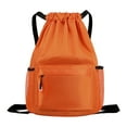 thumbnail image 2 of YYYTop Mini Backpack, Sports Backpacks Large Capacity Drawstring Gym Bag Backpack with Side Outer Pocket Work Backpack Leather Backpack Orange, 2 of 7