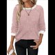 thumbnail image 1 of Camisas de Larga para Mujer, Suéteres, Conjuntos de Otoño, Bloques de Color, Ropa de Invierno, Elegantes, Informales, Suaves. Rosa XXL, 1 of 7