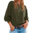 thumbnail image 5 of Long Sleeved Women Solid Color Button Down Casual Henley Sweater Knit Pullover, 5 of 6
