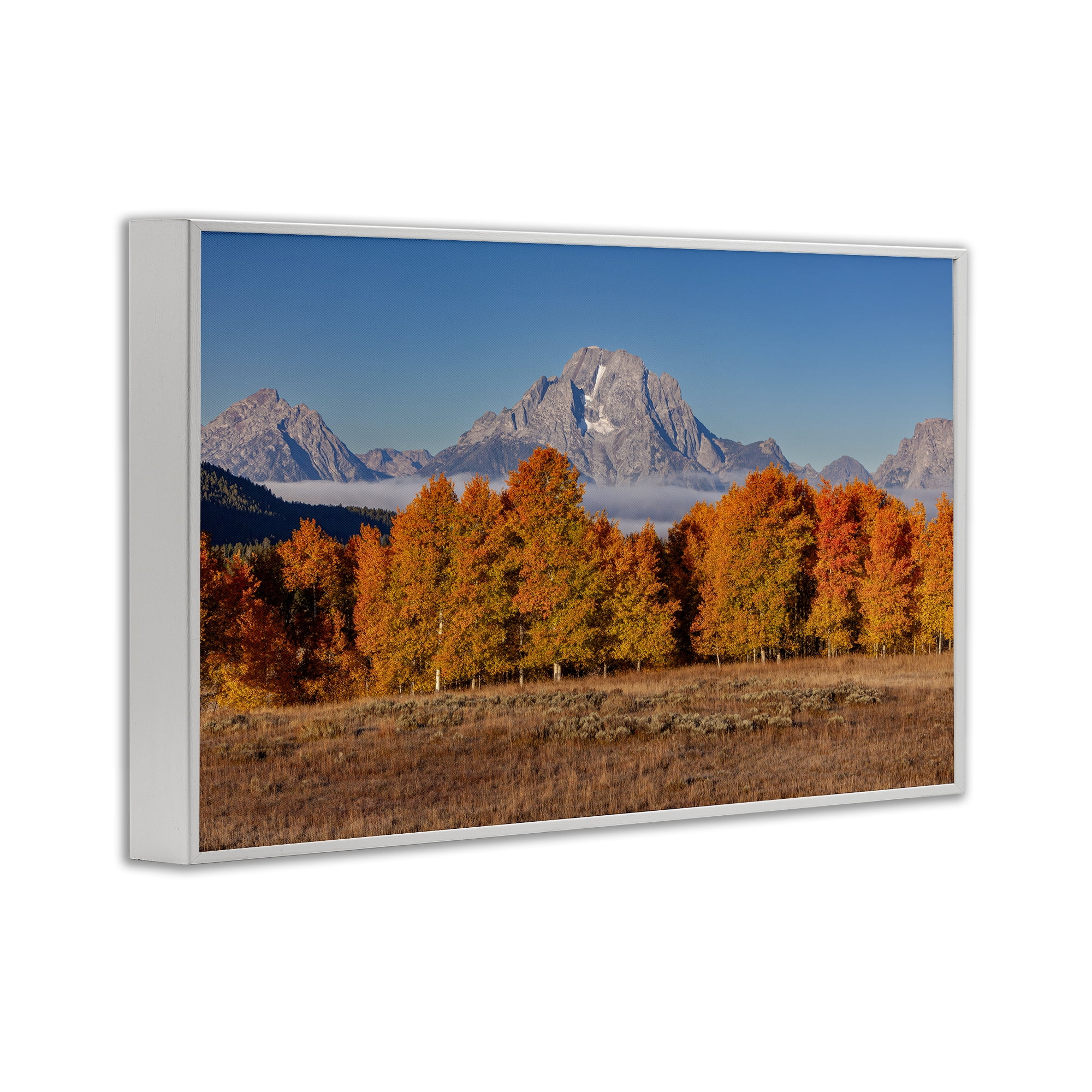 Autumn Tree Line With Mountain White Framed Giclee Art, design by Shelley Carlisle