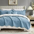 thumbnail image 5 of HZ & HY Oversized King Bedspread, Ultrasonic Coverlet Bedding Set, Lightweight Thin Comforter, Reversible, 5 Piece, 100% Microfiber, Ashley Blue, 5 of 8