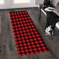 thumbnail image 3 of 1pc Non-Slip Red Checkered Floor Mat for Kitchen and Living Room - Soft Flannel, Waterproof, Dirt-Resistant, Machine Washable - 15.75x47.24inch, 3 of 13