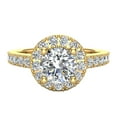 thumbnail image 4 of 1 CT TW Round Cut Halo Diamond Engagement Ring Accented Side-Stone 14K Gold (G,I1), 4 of 5