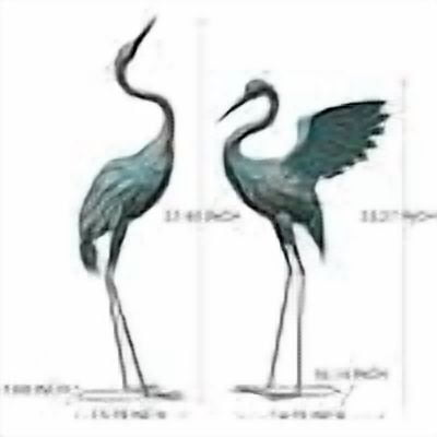 33-37 Inch Metal Crane Garden Statue Décor, Bird Garden Sculpture & Statues, Outdoor Decoration for Yard Patio Lawn Backyard Pool, Vintage Spread Wings Crane, Set of 2