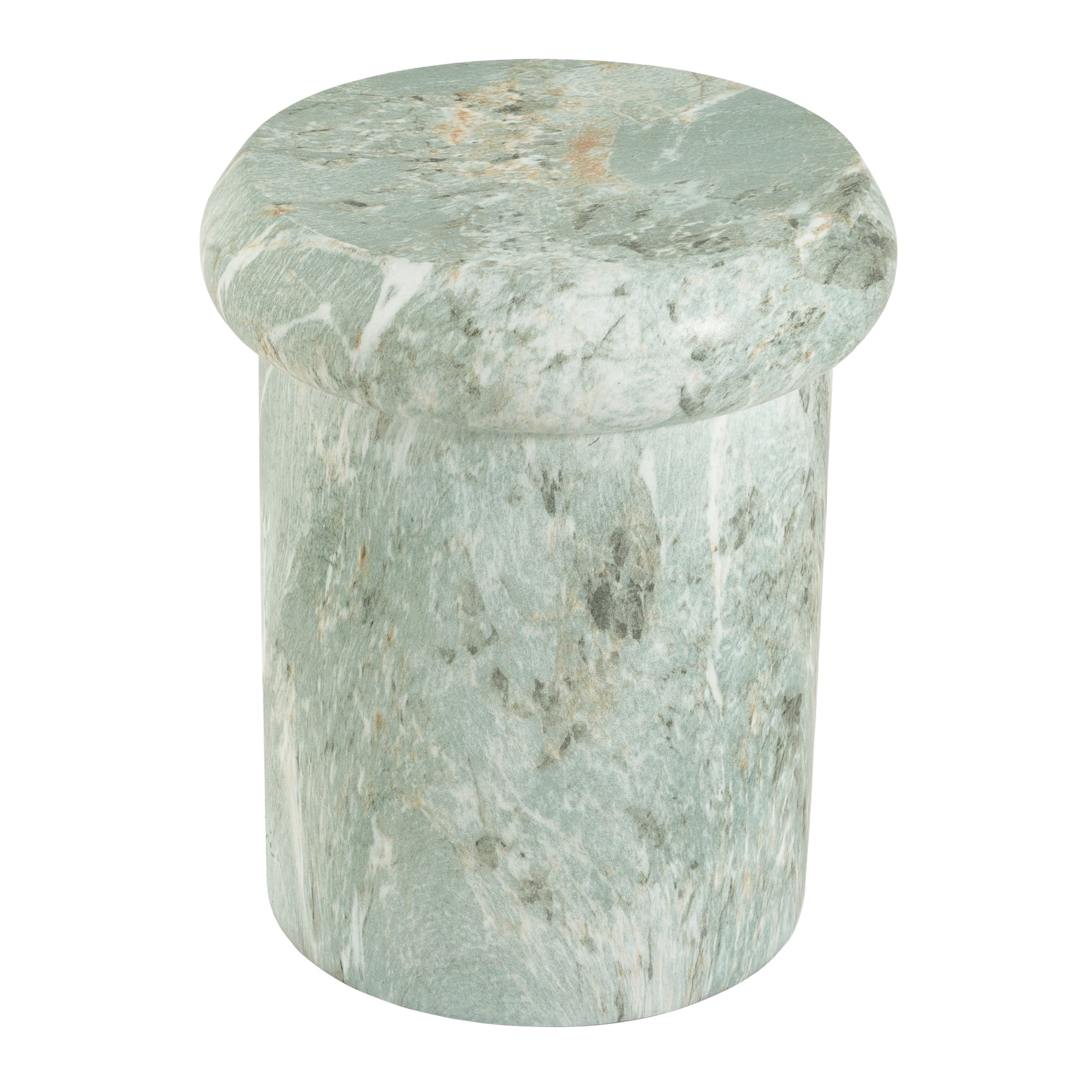 Christopher Knight Home 18.1" Modern MGO Sculptural Round Side Table, Green Marble Travertine Finish