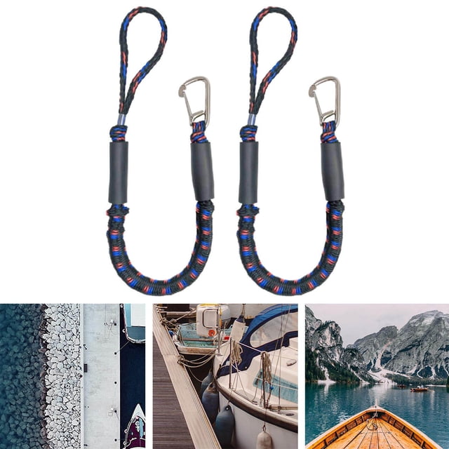 Bungee Dock Line Boat Rope Stretch Mooring Line Lines for Boats Mooring for PWC for Pontoon Fishing Boat Kayak Canoe Accs Red Black Blue 2pcs