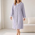 thumbnail image 2 of SHTXOZHI Womens Winter Flannel Nightgown Warm Long Sleeve Print Sleepwear Trendy Fleece Crew Neck Homewear Sleepshirt, 2 of 9