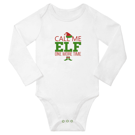 

Call Me Elf One More Time Christmas Funny Baby Long Sleeve Boys Girl Bodysuit (White 6-12M)