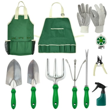 Ukoke 12 Piece Aluminum Garden Tools Set, Gardening Apron with Storage ...