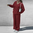 thumbnail image 2 of Wutalume Women's Fashionable Long Sleeve Casual 2-Piece Set, Loose Sweatshirt and Wide Leg Joggers, Sporty Loungewear Outfit,Wine L, 2 of 7