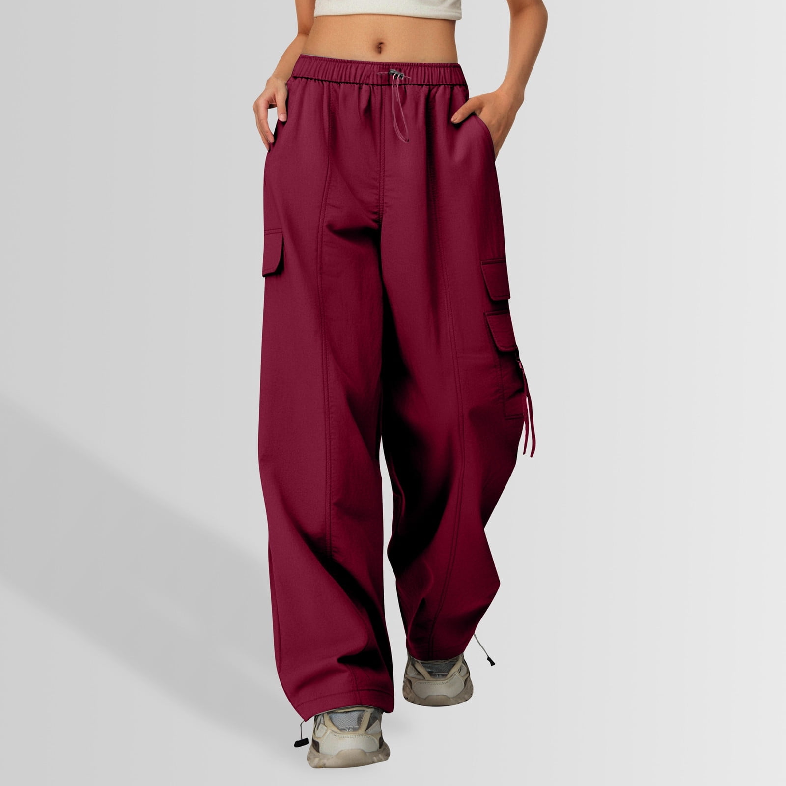 MUXiin Girl's Parachute Pants Drawstring Baggy Cargo Pants