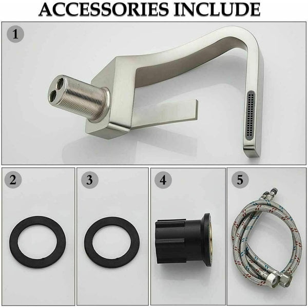 Waterfall Bathroom Sink Faucet Brushed Nickel 1 Hole Vanity Basin Mixer Single Handle Tap