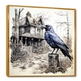 thumbnail image 2 of Designart "Haunted Victorian Courtyard with Raven II" Animals Framed Wall Art - Traditional Blue Raven Hallway Framed Wall Art Decor, 2 of 6