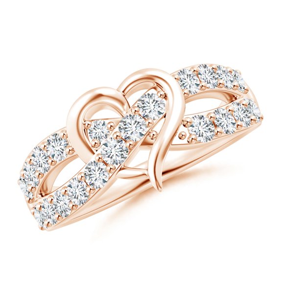 Angara Rings - Natural Round 1.48 ct Diamond Heart Promise Ring in 14K Rose Gold for Women | April Birthstone Jewelry, Birthday, Anniversary, Jewelry Gift for Women