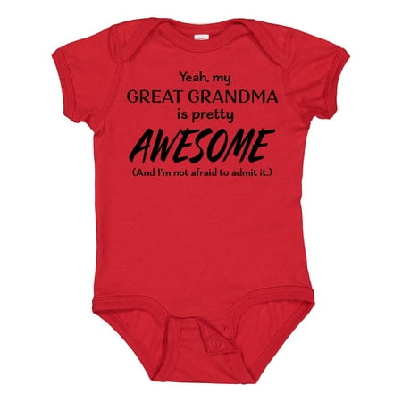 

Inktastic Yeah My Great Grandma is Pretty Awesome Boys or Girls Baby Bodysuit