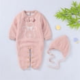 thumbnail image 4 of Onesies Boy Baby Cotton Leisure Romper Long Sleeve Jumpsuit With Hat Baby Onsies Pink 3 Months-6 Months, 4 of 7
