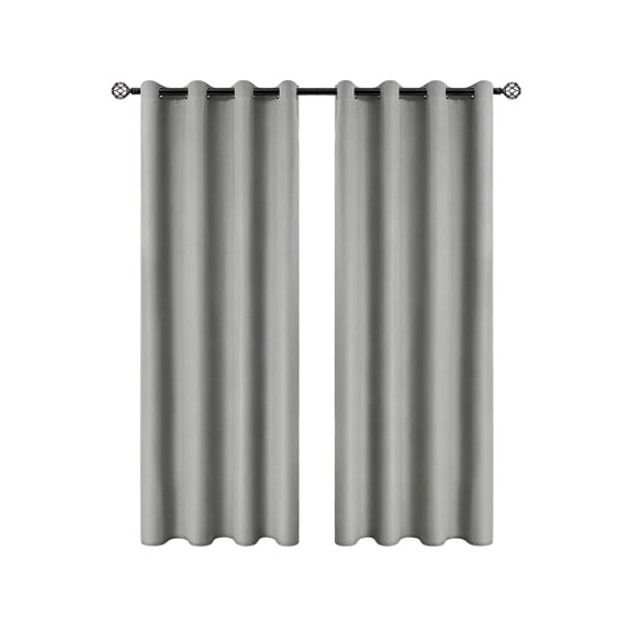 VOTRUDI Blackout Curtains Thermal Insulated for Bedroom Grommet Noise Reducing Polyester Pongee Perforated Style Grey Light Blocking Curtains 63 Inch Long