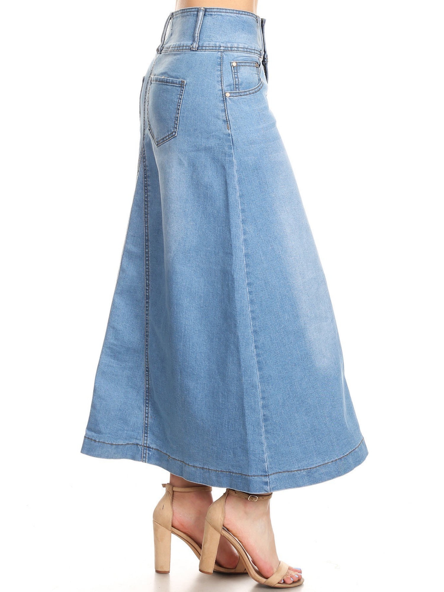 walmart long denim skirts
