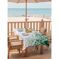 thumbnail image 2 of Outdoor Tablecloth with Umbrella Hole for Patio/Picnic/Party/Camping, Eucalyptus Leaves Waterproof Table Cloth Rectangle Table Cover Washable, Spring Green Plants Farmhouse Wooden Grain (54"x 80"), 2 of 8