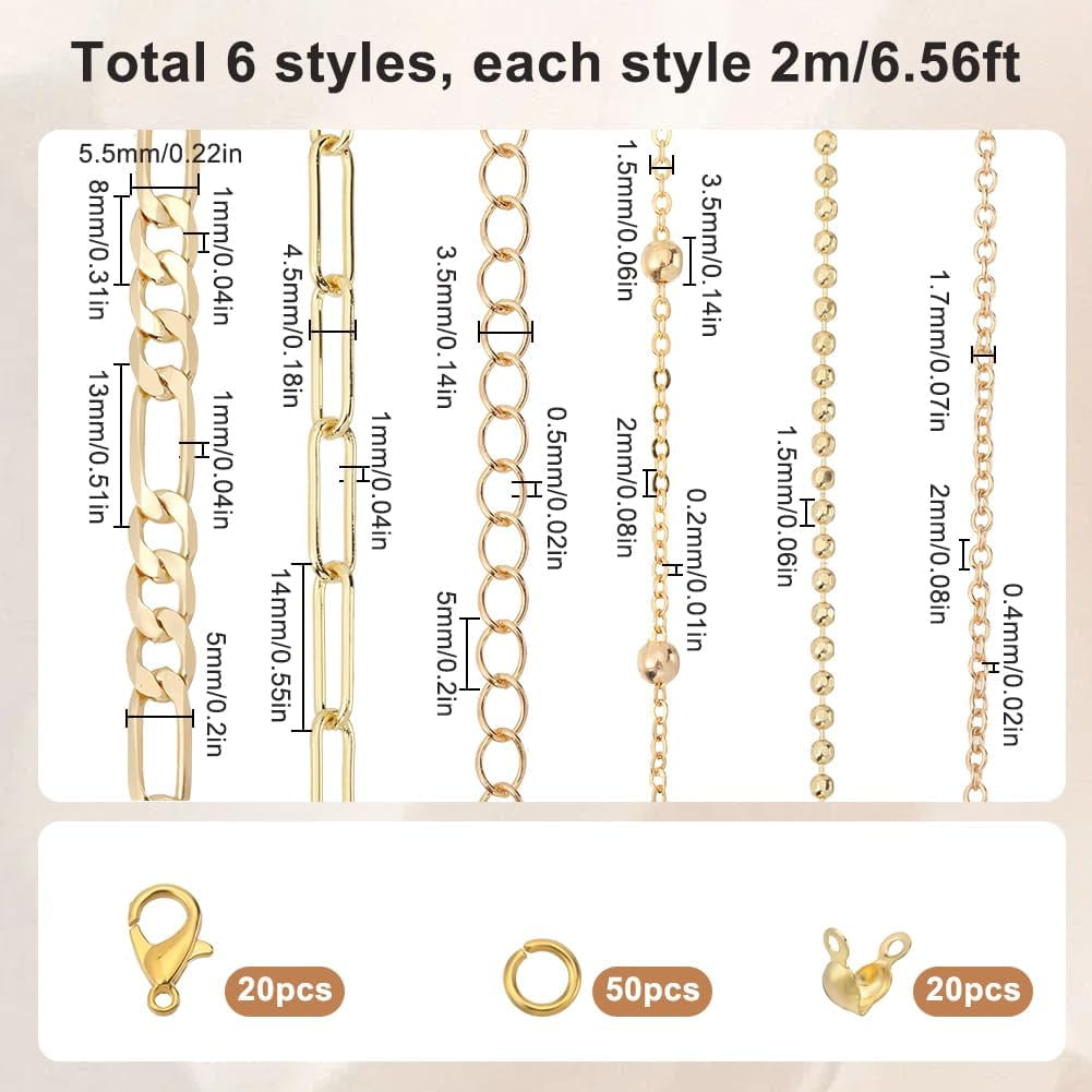 DIY Brass Bracelets & Necklaces Jewelry Making Kits Real 18K golden Plated 2~75x2~96x0.2~1mm Hole: 1~4mm