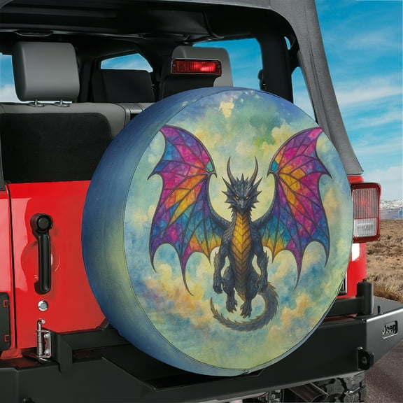 Lotusprinthandmade Majestic Dragon Fantasy Spare Tire Cover Without Backup Camera Hole 6 Sizes (27 in.)