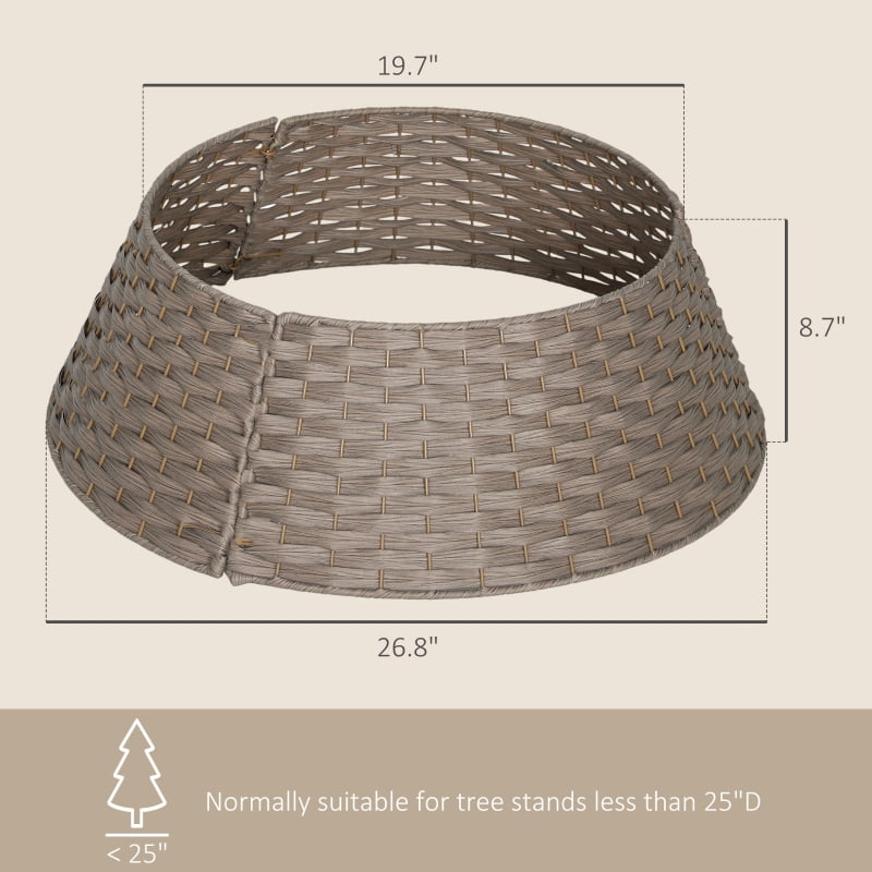 Alvantor Christmas Tree Skirt , Woven Tree Collar Alternative for Holiday Home 26.8"x26.8"x8.7" Coffee