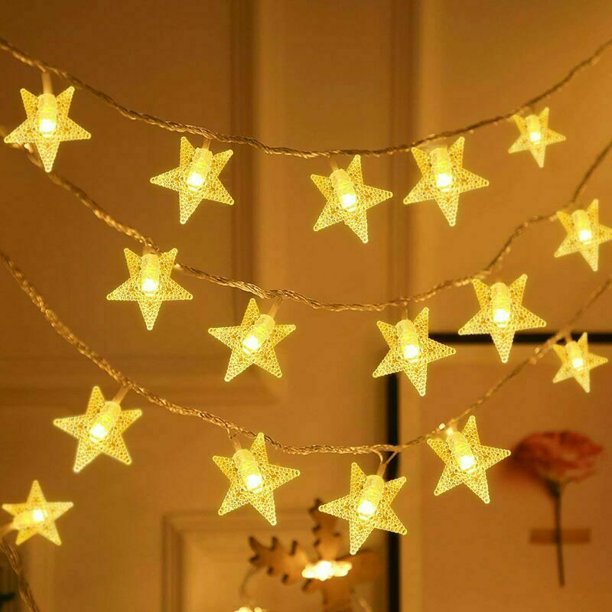 Guinguette Star Light Garland 1 modo de iluminación decorativa para dormitorio, patio, fiesta, cumpleaños, día de San Valentín, Navidad, decoración del hogar, árbol -3M 20led esquí esquí Gafas de esquí
