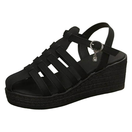 

Sandals Women Comfortable Summer New Casual Lightweight Flat Roman Sandals Outer Wear Hollow Buckle Beach Clogs