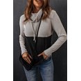 thumbnail image 3 of ABPHQTO Sudadera de mujer color block con cordón ajustable en el cuello vuelto gris, 3 of 5