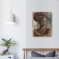 thumbnail image 4 of Nawypu Framed African American Wall Art, Canvas Painting Black and Gold Pink Woman Girl Retro Portrait Abstract Gold Earrings Necklace Poster Prints Artwork Modern Home Decor for Living Room Bedroom, 4 of 5