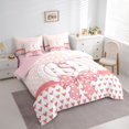 thumbnail image 3 of jejeloiu Cute Cartoon Bowtie 7 Pieces Bedding Comforter Set,Pink Loves Crown Full Bedding Set,First Letter S Fitted Sheet Flat Sheet For Girls,Super Cozy Room Decor Reversible, 3 of 8
