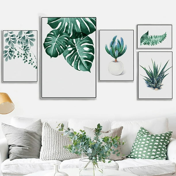 MyBeauty Canvas Painting Plant Greenery Leaves Picture Art Poster Wall