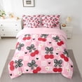 thumbnail image 2 of Feelyou Bowknot Cherry Bedding Comforter Set 7pcs, Pink Buffalo Plaid King Bedding Sets, 2 of 8